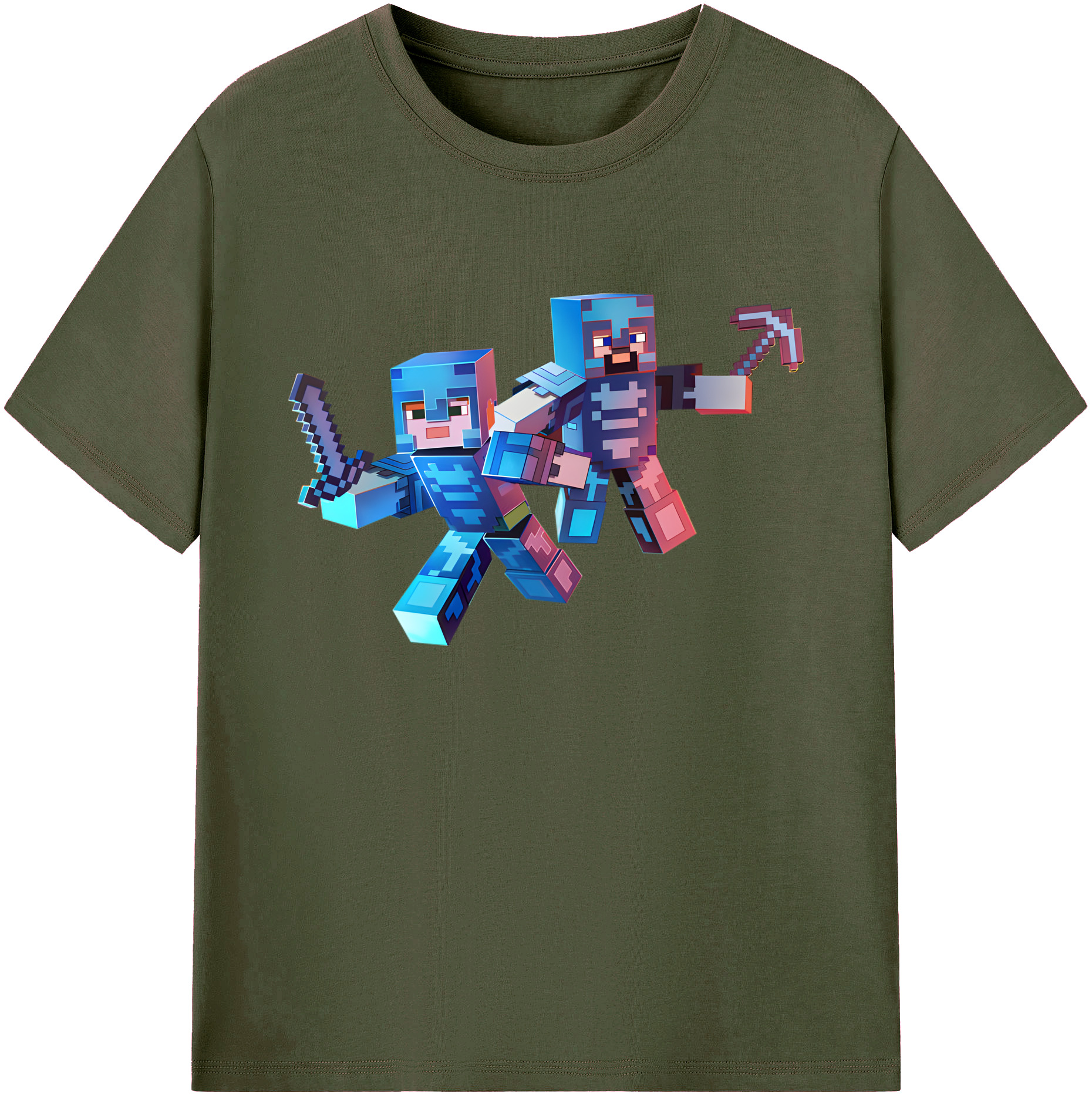 （画像用） マインクラフト ブロックの世界 Minecraft MC Block world 綿100％ メンズ半袖Tシャツ｜肌触りやわらか＆通気性